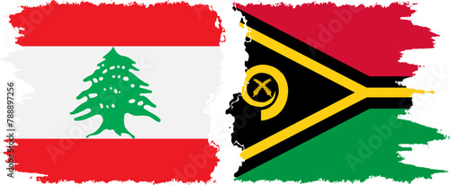 Vanuatu and Lebanon grunge flags connection vector
