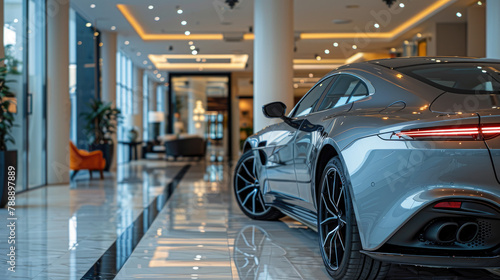 Selective focus grey car parked in luxury showroom  © Halim Karya Art