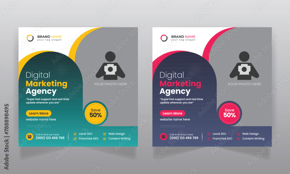 Fototapeta premium Digital marketing agency business promotion social media post template