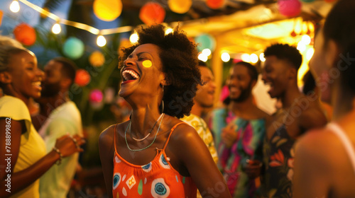 Faces lit up with joy at a vibrant summer party © Veniamin Kraskov