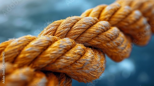 The concept of teamwork and partnership is illustrated through a network of ropes, each strand representing a unique strength and perspective, woven together to create a strong and cohesive team. 
