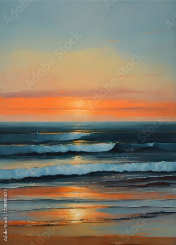 Serene Ocean Vibes  Minimalist Warm-Toned Painting