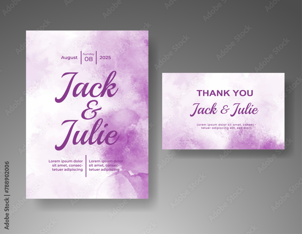 Fototapeta premium Wedding invitation with abstract watercolor background