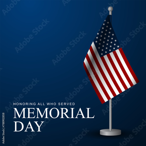 Memorial day background design with honoring all who served text