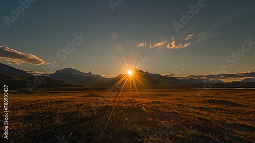 A mesmerizing display of the midnight sun during the summer solstice in the Arctic Circle