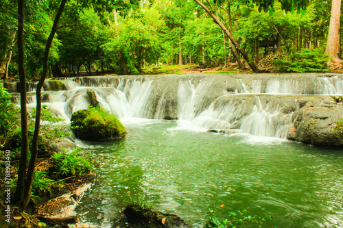 Natural waterfall amidst the forest.