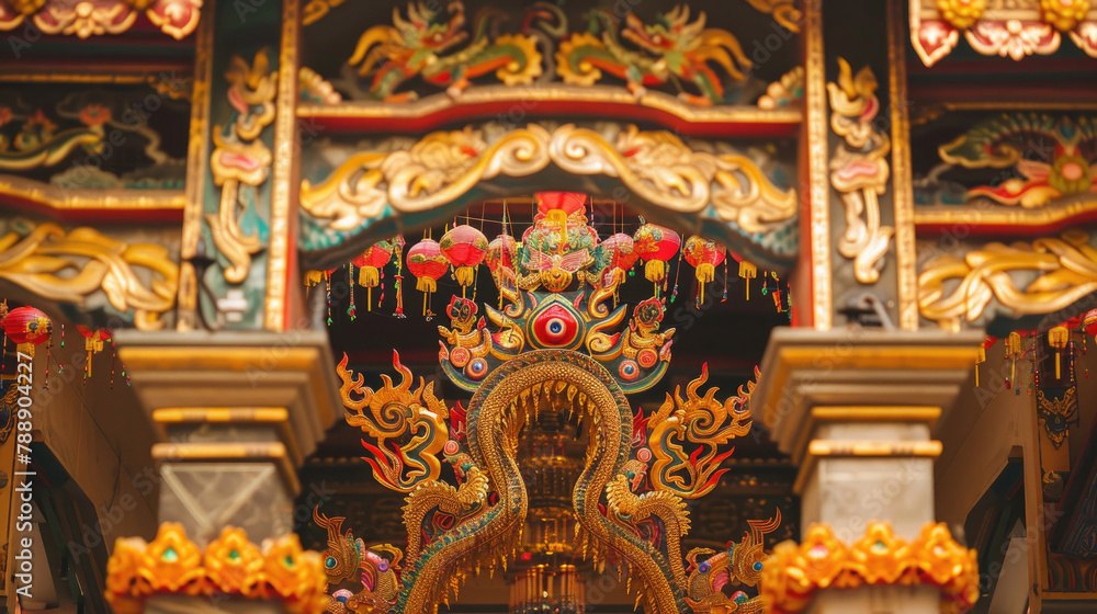 Intricate decorations adorning Buddhist temples for Vesak