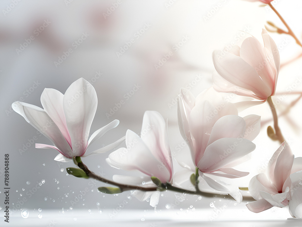 white background with flowers