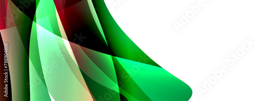 A closeup of a triangular green and red flag with a pattern resembling a terrestrial plant on a white background, with hints of electric blue and symmetrical design