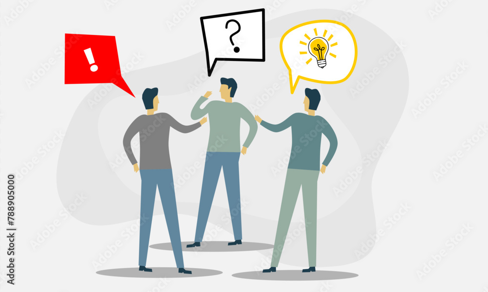 Three People Discussing Idea on Standing Meeting Discussion Three People Discussing Idea on Standing Meeting Discussion