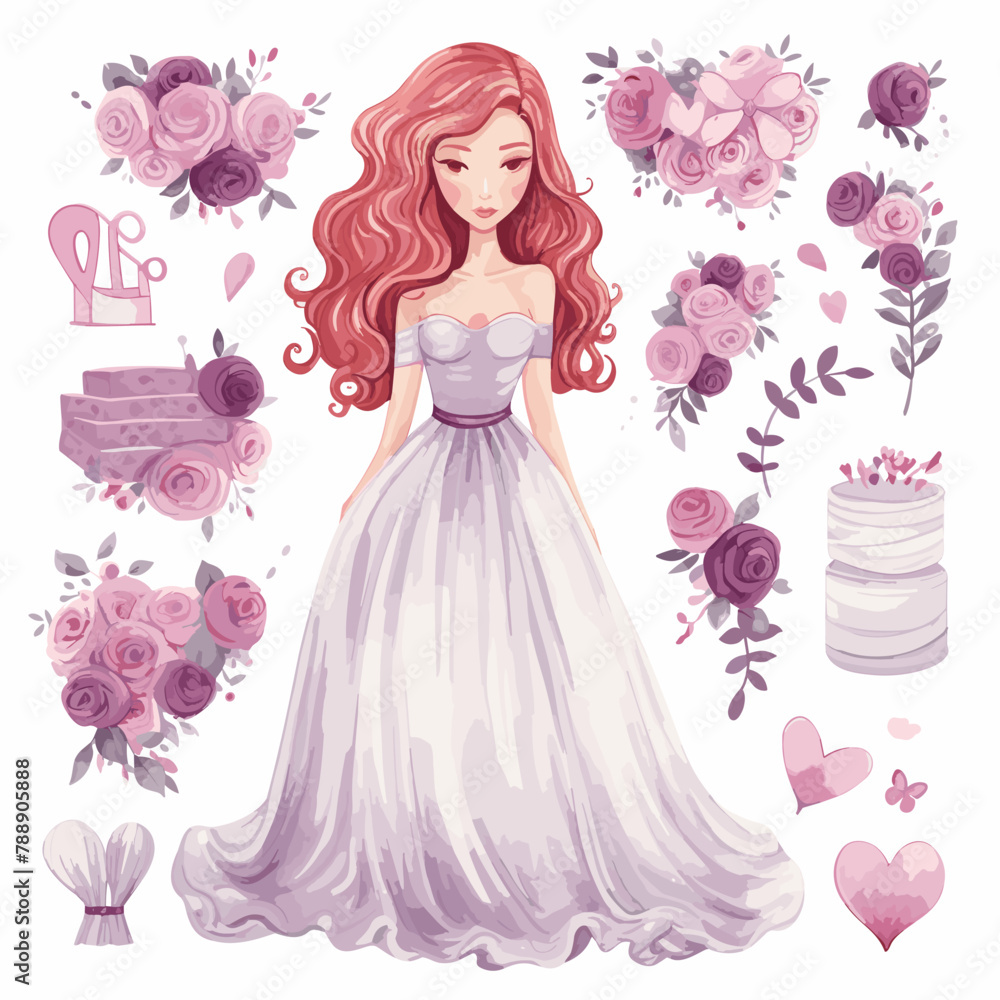 A watercolor beauty bride generative AI A watercolor beauty bride generative AI