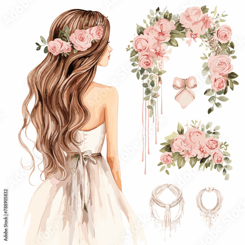 A watercolor beauty bride generative AI