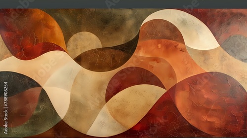Interplay of Forms and Colors in a Calming and Engaging Abstract Painting