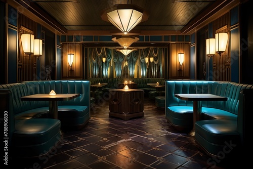 Art Deco Cocktail Lounge: Peacock Feathers & Classic Cocktails in Tufted Booths
