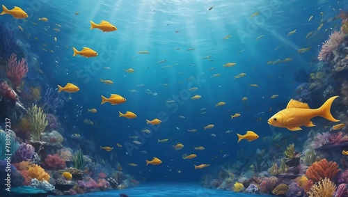 World Oceans Day Save Environment Beautiful Underwater in wild nature background Generative Ai.