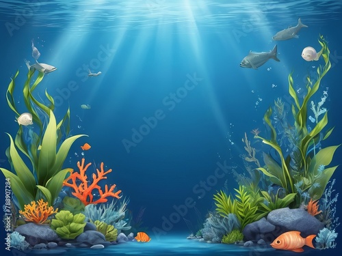 World Oceans Day Save Environment Beautiful Underwater in wild nature background Generative Ai.