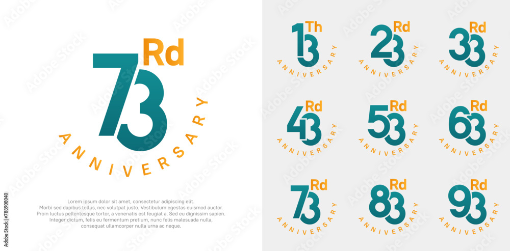 anniversary set vector design with green and orange color for celebration moment anniversary set vector design with green and orange color for celebration moment
