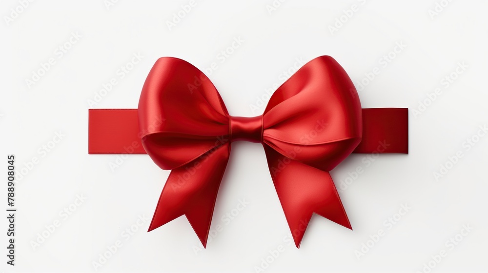 Realistic illustration of red ribbon and bow isolated on white background. Realistic illustration of red ribbon and bow isolated on white background.