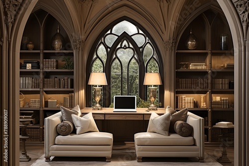 Apse-Inspired Nooks and Reading Lamps: Gothic Cathedral Home Office Ideas photo