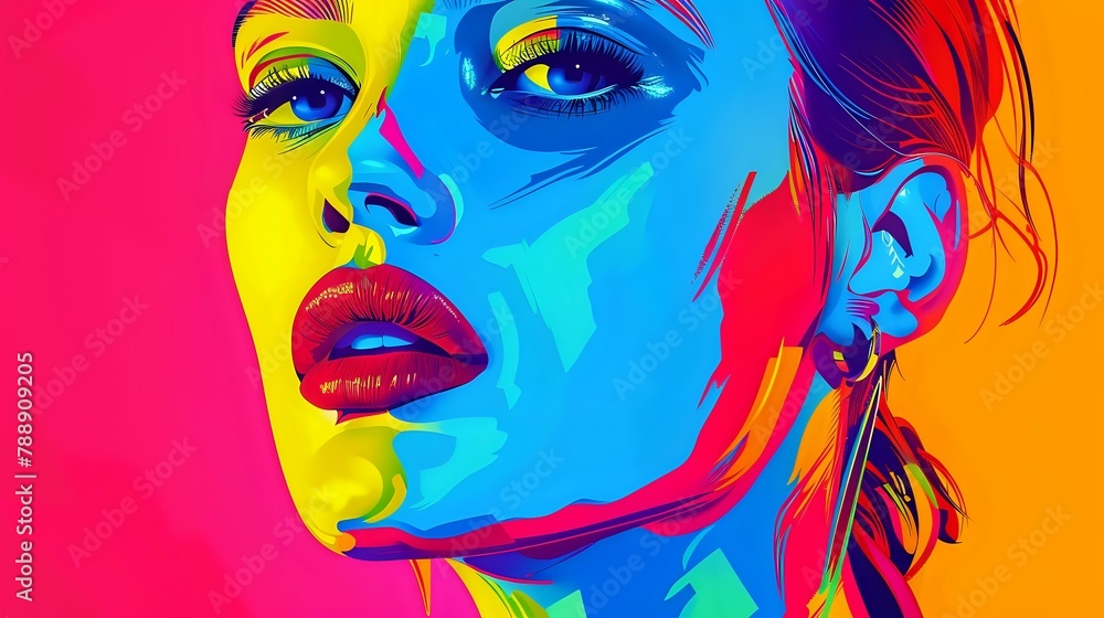 Eye-Catching Pop Art Portrait with Bold Outlines Eye-Catching Pop Art Portrait with Bold Outlines