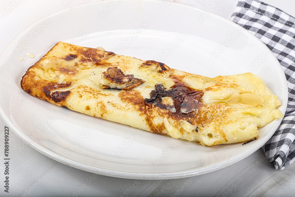 Sweet pancake with banana and honey Sweet pancake with banana and honey