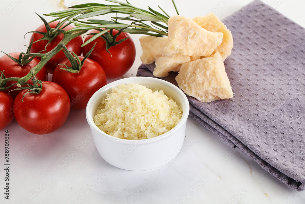 Shredded Italian hard parmesan cheese Shredded Italian hard parmesan cheese