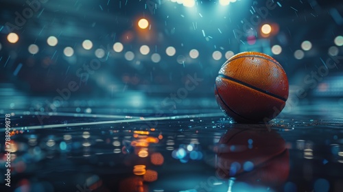 Reflective Solitude on the Court: A Basketball's Quiet Moment Pre-Game