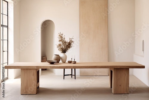 Essentialist Minimalist Monastery Dining Room: Bare Table Ideas photo