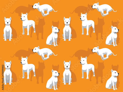 Dog Dogo Argentino Poses Cartoon Cute Seamless Wallpaper Background