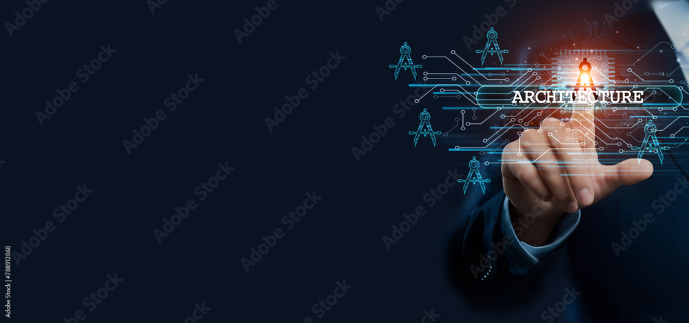 Businessman hand touching virtual graphical interface of architecture. Idea for innovative architectural solutions and design exploration in the global architectural concept. Businessman hand touching virtual graphical interface of architecture. Idea for innovative architectural solutions and design exploration in the global architectural concept.