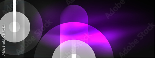 A violet petalshaped light shining in a perfect circle on a black background, creating a symmetrical and mesmerizing entertainment display with hints of magenta and electric blue