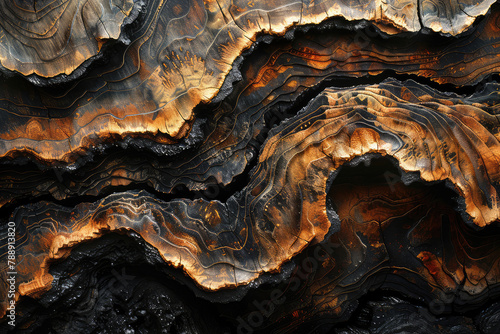 3D wallpaper, dark black and gold marble texture with waves, hyper detailed in the style of waves. Created with Ai photo