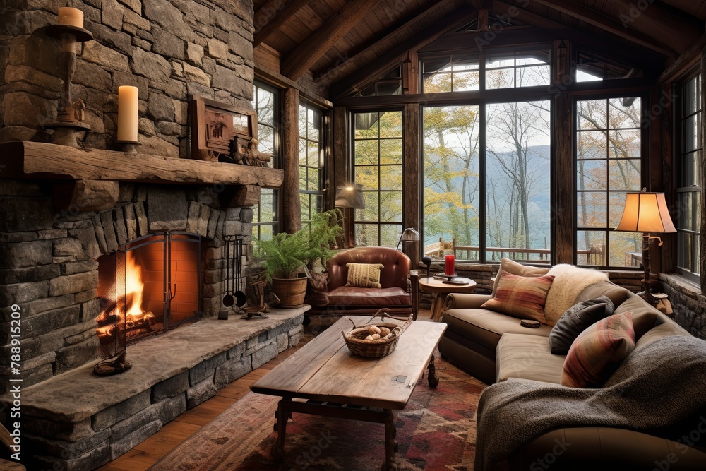 Rustic Appalachian Trail Cabin Inspirations: Reclaimed Wood and Stone Fireplace Magic