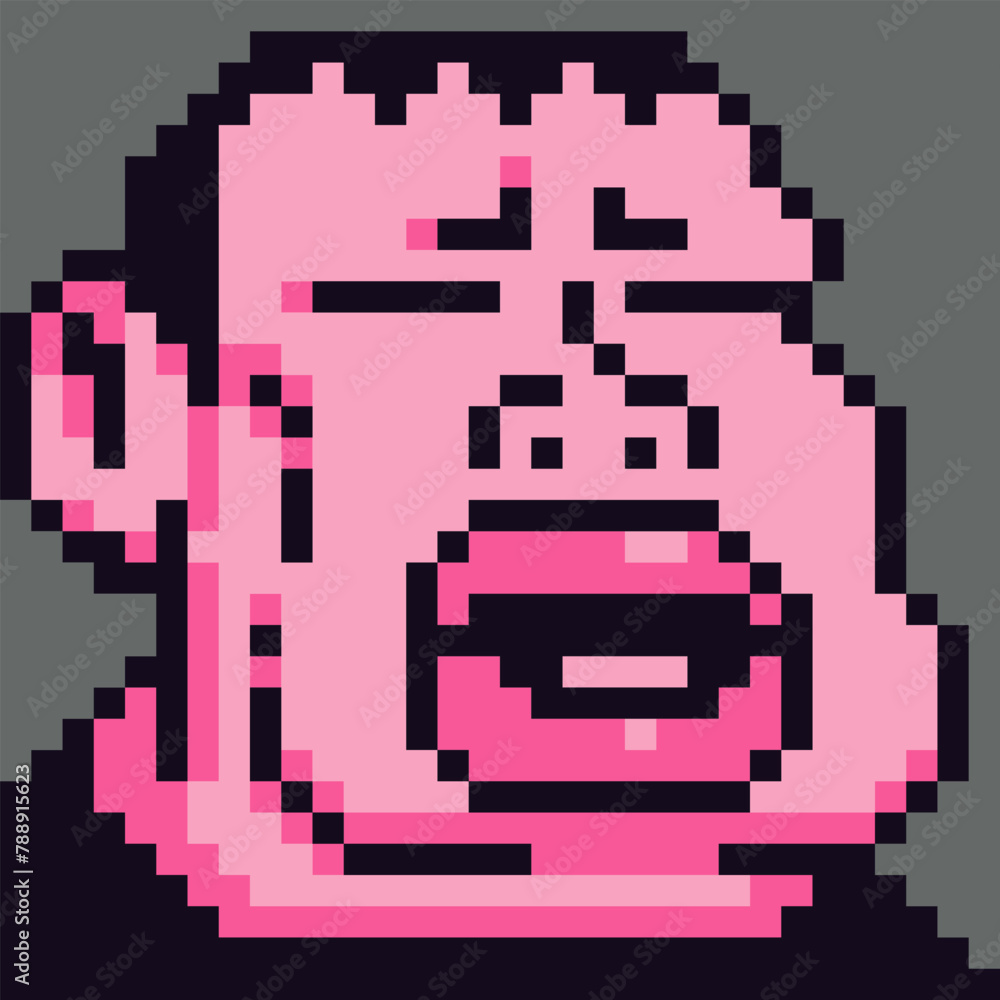 Plump man with big mouth avatar pixel art freak character, cartoon, game user or web profile person, people, social net portrait, strange guy face, minimalistic vector illustration. Plump man with big mouth avatar pixel art freak character, cartoon, game user or web profile person, people, social net portrait, strange guy face, minimalistic vector illustration.