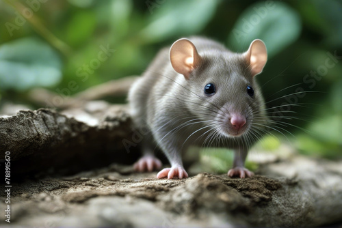 gray rat out peeking sitting close mammal small background look head young nature whisker fur hole hair paw box face spot animal grey eye closeup nose ear hairy wooden © wafi