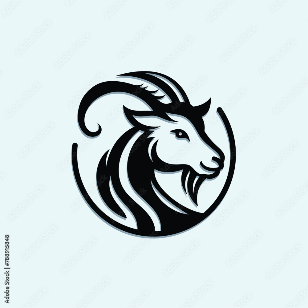 a drawing of a goat with a curved head on it a drawing of a goat with a curved head on it