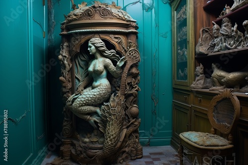 Mermaid Figurehead & Shipwrecked Cabinet Undersea Bathroom Theme photo
