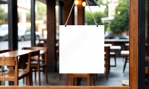 Outdoor White Paper Poster Mockup at Restaurant