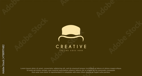 Hipster Gentleman Top Hat Vintage Retro logo design