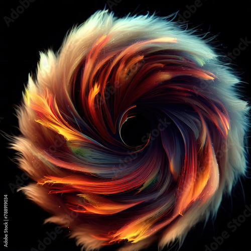 fur and hair placed in a ring of fire.with Generative AI technology  © Motionic Studio