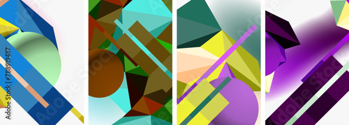 a bunch of different colored geometric shapes on a white background High quality © antishock
