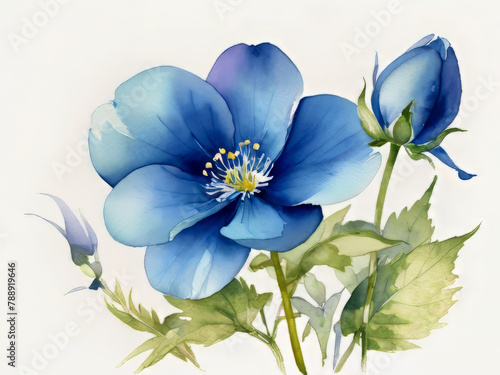 blue flower watercolor 