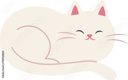 Smiling white cat laying on the floor