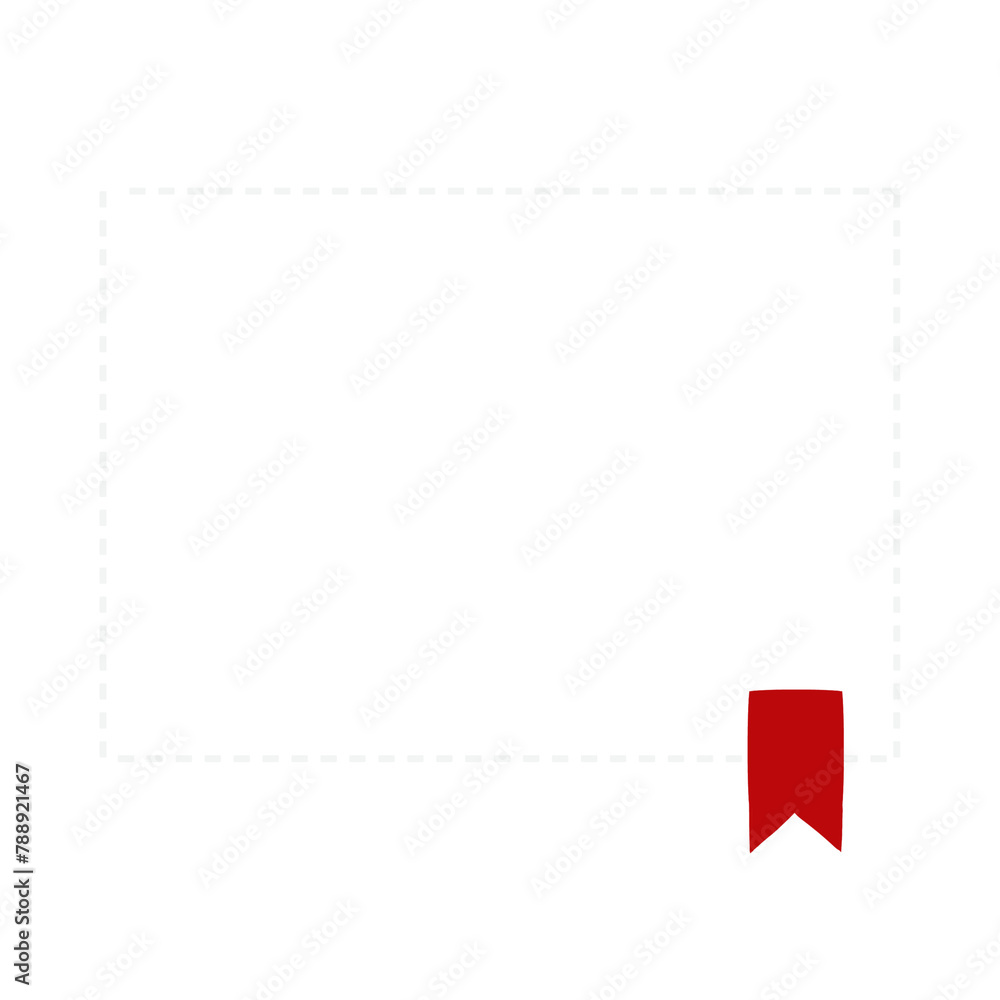 Dotted text box with a red save sign for social media Dotted text box with a red save sign for social media