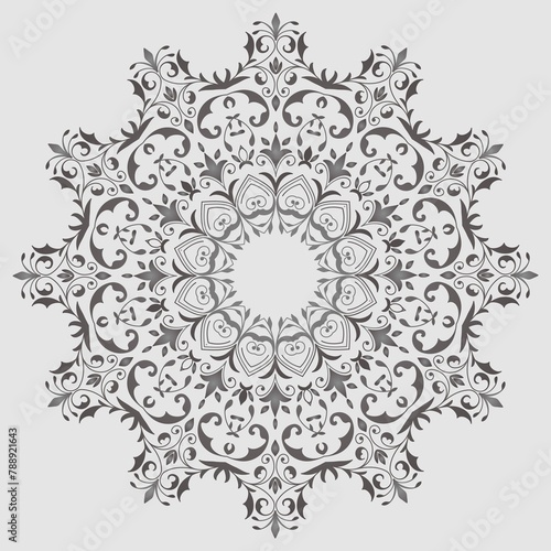 Vector round lace with damask arabesque elements mehndi style orient traditional ornament 2