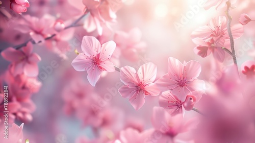 Beautiful spring bright natural background with soft pink sakura flower. Soft blurry image. High Quality Image 
