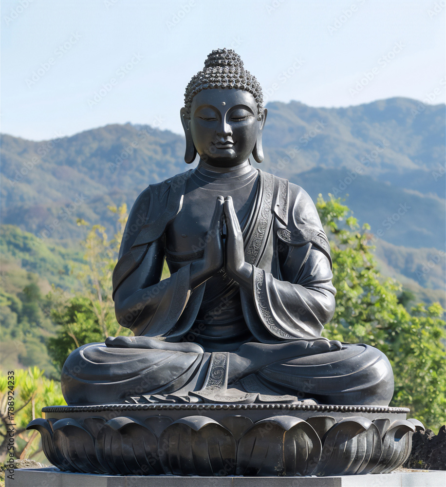 Fototapeta premium Buddha statue praying in temple