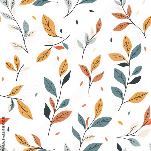 vintage leaf pattern seamless on a white background © wanna