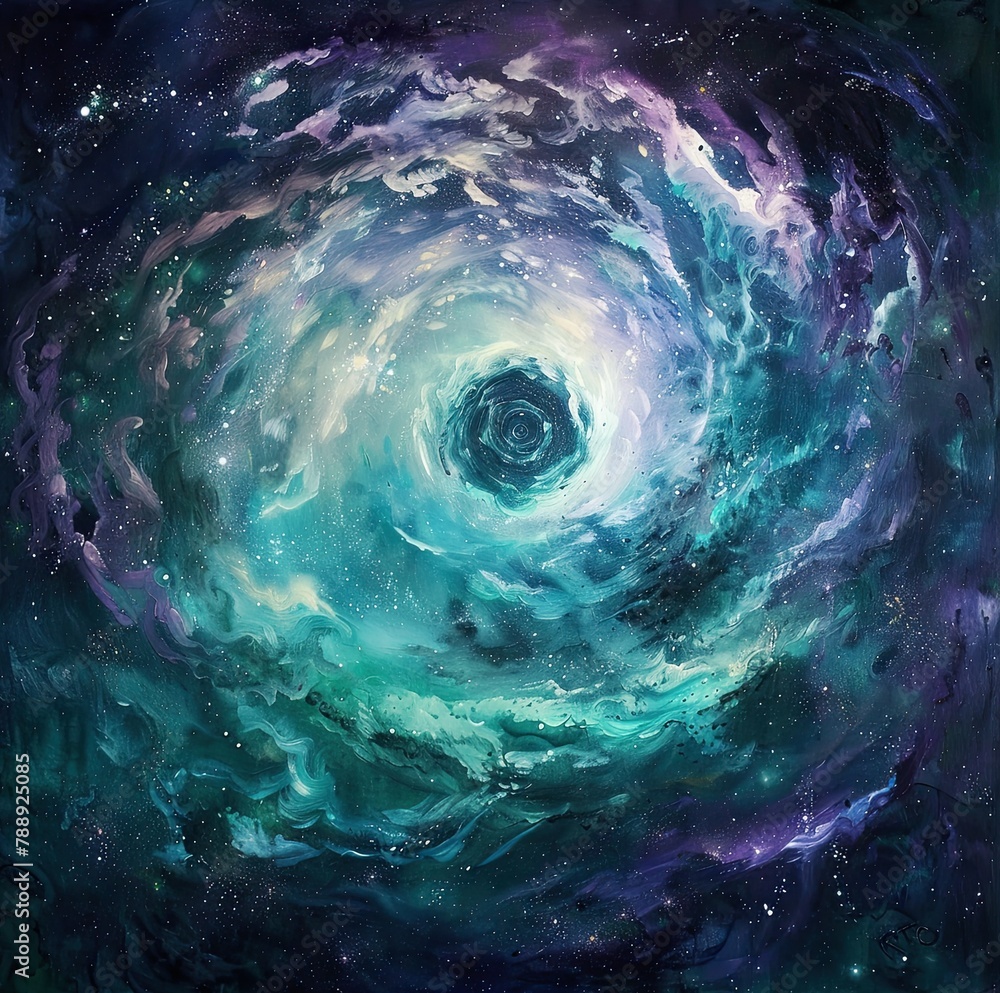 Stellar Whirl: A Cosmic Spiral - obrazy, fototapety, plakaty 
