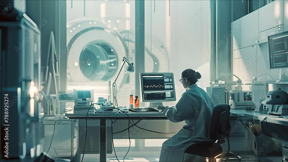 Doctor working in modern hospital. Healthcare, medicine and technology concept. AI generated. Doctor working in modern hospital. Healthcare, medicine and technology concept. AI generated.